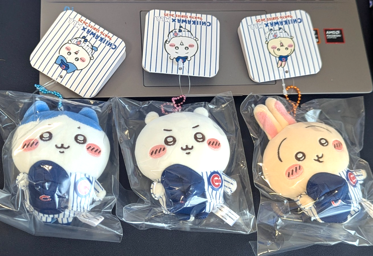 Chiikawa MLB TOKYO SERIES 2025マスコット最終価格 Chiikawa x MLB 2025 Cubs Mascot 3-Piece Set Plush with