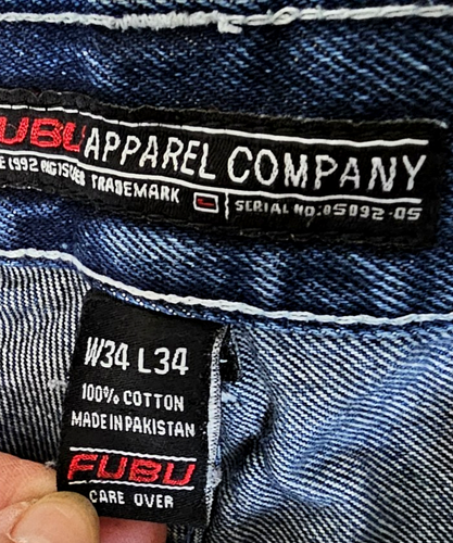 FUBU Blue Jeans Y2k The Collection Mens 34x34 Wide Leg Baggy Hip Hip Skater - Picture 3 of 8