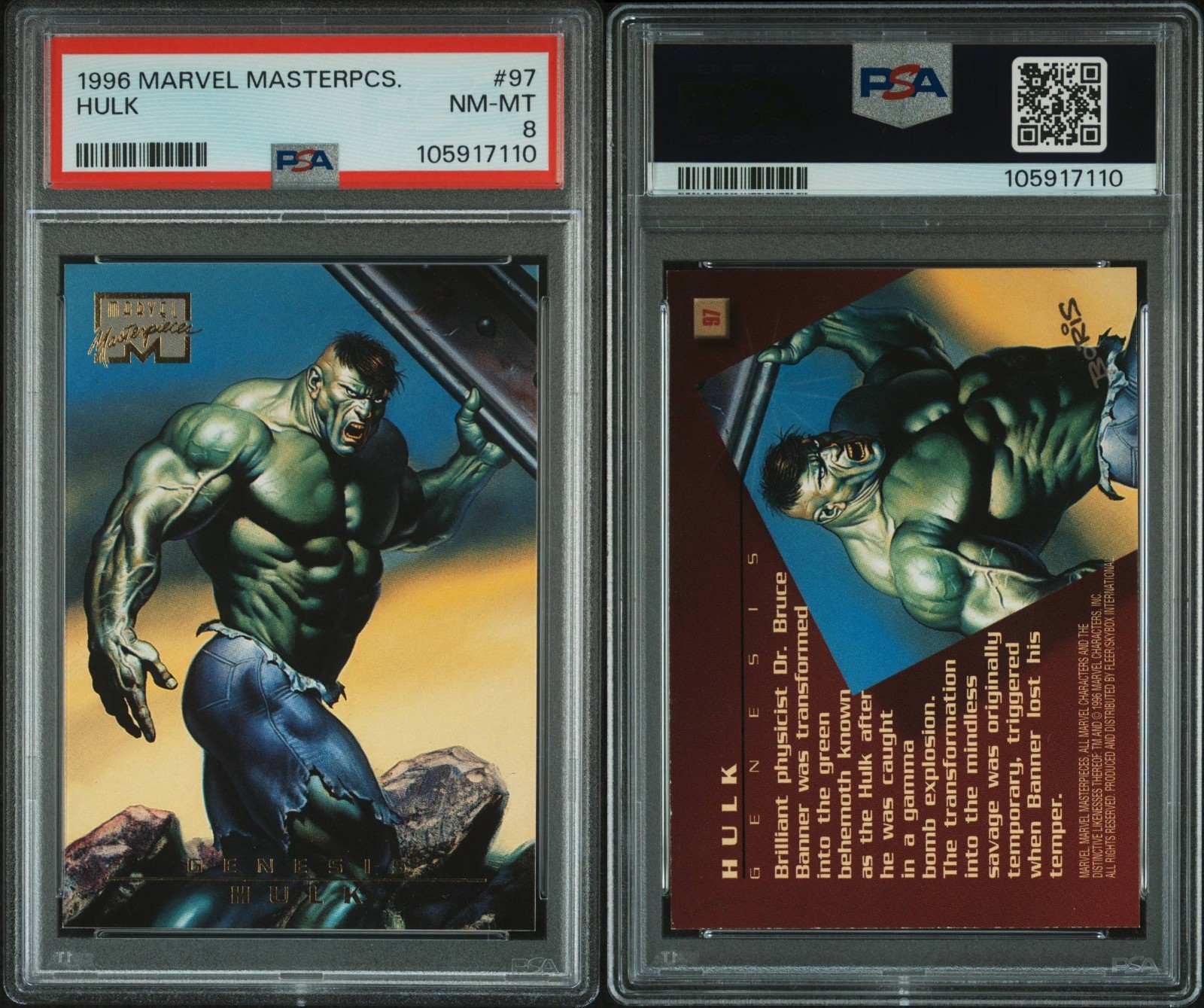 1996 MARVEL MASTERPIECES HULK #97 PSA 8 view 3