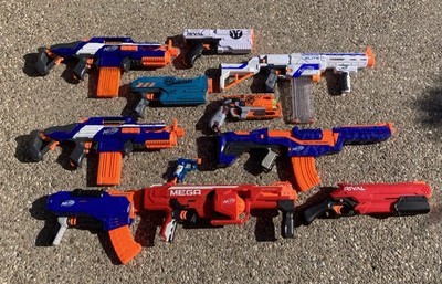 Huge Nerf 11 Gun Lot Elite Rival Zombie Rapidstrike Kronos Hammershot Tested