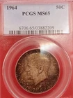 1964 Silver Kennedy Half Dollar MS65 PCGS Blue Label Serious Toning!