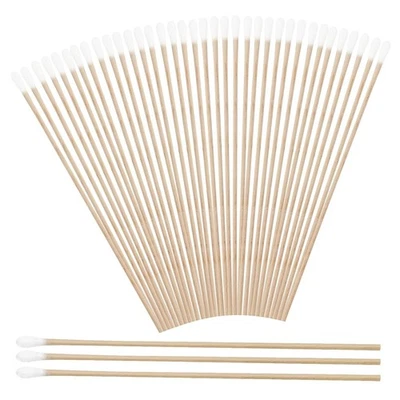 LWMLWM Wattestäbchen 300 Stück Langer Holzgriff Watteträger 15cm Reinigungsstäbchen für