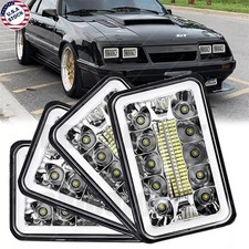 4x For Ford Mustang 1979-1986 Dot 4x6 Square Led Headlights Hilo Beam With Drl