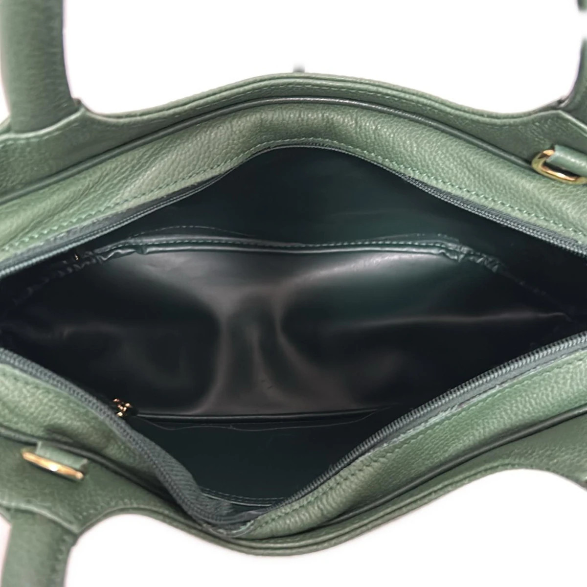 Auth LONGCHAMP - Green Leather Handbag