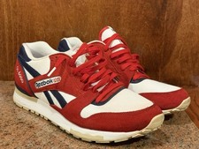 Worn Reebok GL6000 Excellent Red/White/Blue Cadet/Bone Chin M41415 Men  s size 13