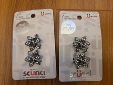 NEW Scrunch 2 Pcs Claw Hair Clips - Set Of 2 Black, Silver, Rhinestone