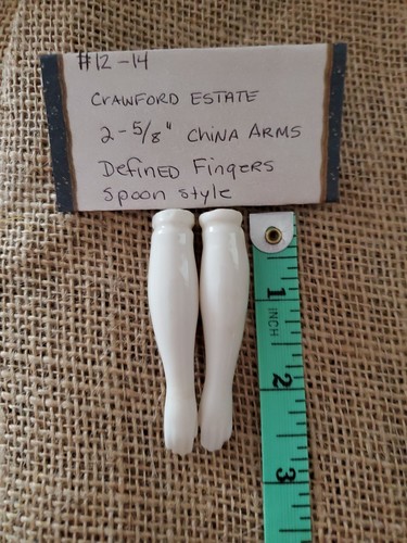 2-5/8" Vintage Porcelain China Or Parian Bisque Doll Arms Spoon Hands - Picture 1 of 5