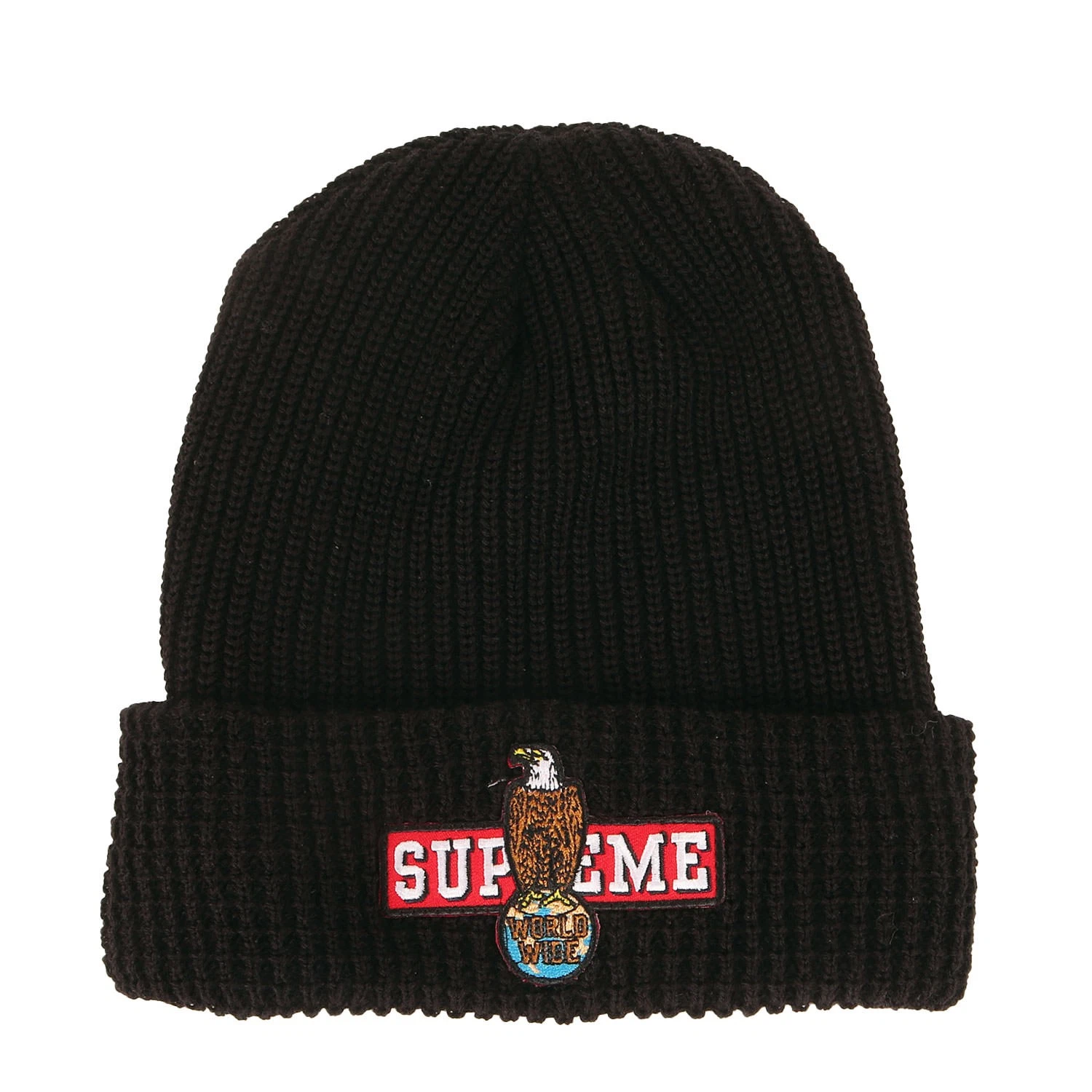 Bonnet tricot logo aigle suprême noir acrylique hiver automne 2023 unisexe