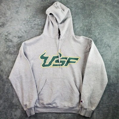 Champion Hoodie Mens M Gray USF South Florida Bulls Pullover Sweatshirt NCAA - Image 1 of 4
