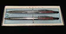 Vintage Cross Century Advertising Dearcorn Chrome Pen  Pencil Set Made in USA