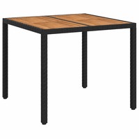 Gartentisch Poly-Rattan Schwarz 90X90X75 Cm Quadratisch Esstisch