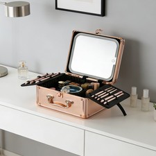 Aluminium Hard Make Up Travel Storage Box Cosmetic Beauty Vanity Case W/ Mirror