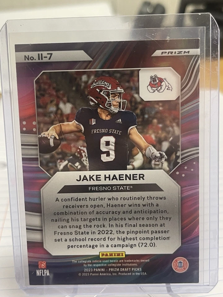 2023 Prizm Draft Picks #II-7 Jake Haener Instant Impact Gold Ice Rookie SAINTS - Image 2 of 2
