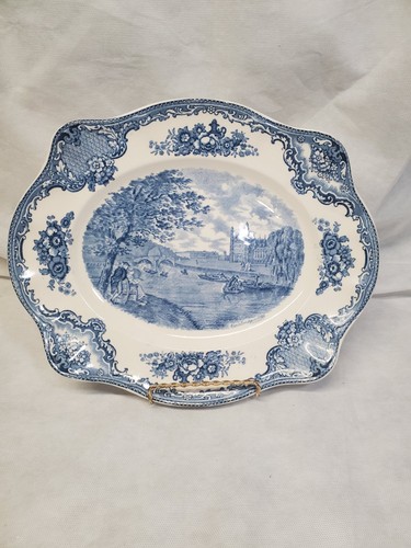 Johnson Bros Old Britain Castles Blue Oval Platter England 1940's /12"Lx9.75"W - Picture 2 of 8