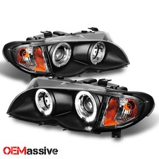 For 02-05 Bmw E46 3-series 4dr Black Halo Led Projector Headlights Buildcorner