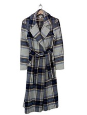 KOCCA bodenlanger Mantel Damen Mantel Gr. DE 38 hellgrau-blau-schwarz