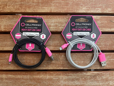 Lot Of 150 Celltronix 4ft Heavy Duty Breast Cancer Iphone USB Cable - OC10