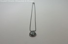 Silver Tone Avon Carved Cut out Blue Rhinestone Pendant Necklace 5.6g — photo 3