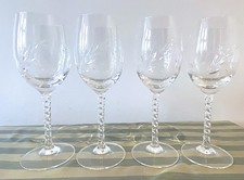 4 Cristal D'Arques Fleury Taille Epi glasses, barleytwist stem, wheat engraving