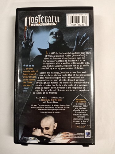 Nosferatu The Vampyre VHS 1999 Widescreen Clamshell HERZOG Kinski - Picture 2 of 7