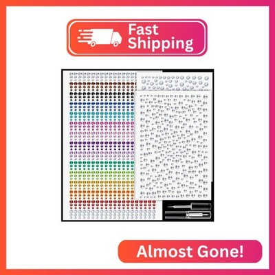 1550 Pcs Rhinestone Stickers 3-6mm Clear+Laser+Colorful Self Adhesive Face Gems,