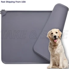 Pet Food Mat Cat Dog Puppy Silicone Feeding Non Slip Waterproof Bowl Mat 18x12in