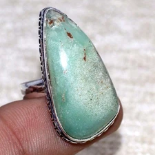 925 Silver Plated Chrysoprase Ring Handmade Gemstone Jewelry Size US 7 GW