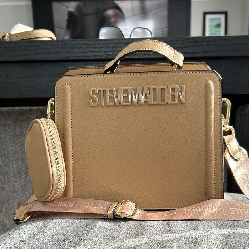 Steve Madden Beige Satchel with Detachable Strap and Coin Purse
