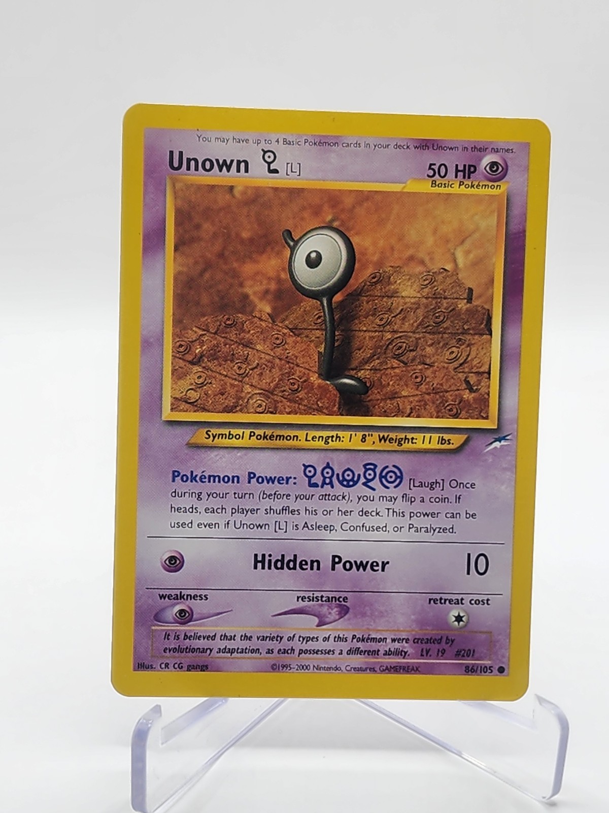 Unown L Unown Non Holo Pokemon Card 86/105 Neo Destiny Pokémon Card Game Tcg 