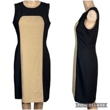 Calvin Klein Womens Sheath Dress Colorblock Black Brown Career Cocktails Size 4