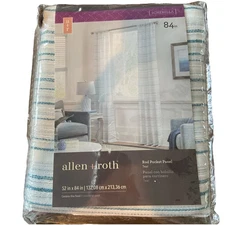 allen + roth  84” Teal Polyester Light Filtering Rod Pocket Single Curtain Panel
