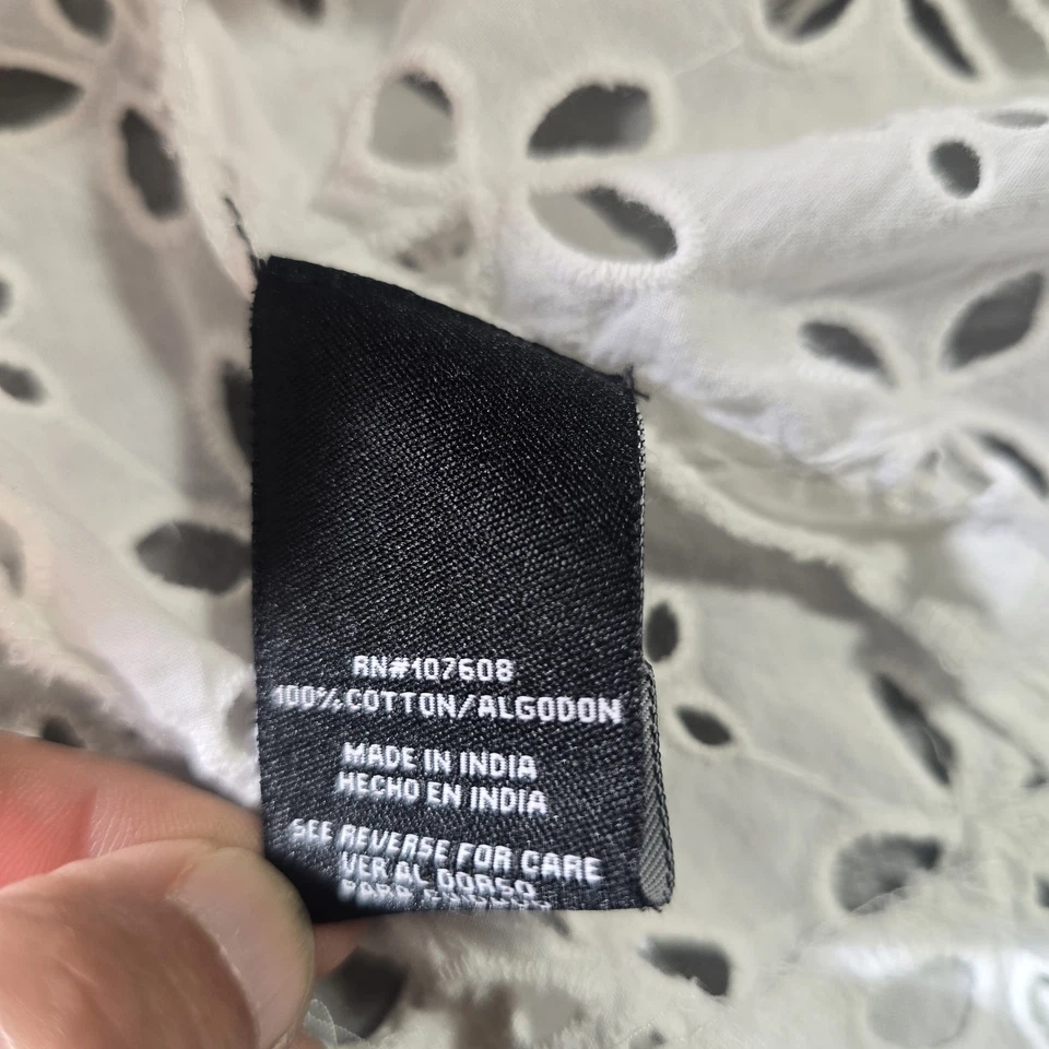 Женская XL белый отверстия хлопок блузка R & K вышитый богемное Summer Top - Изображение 3 из 4