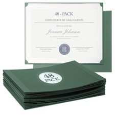 Single Sided Award Certificate Holders 48-Pack   Green Paper Certificate Covers