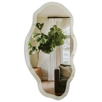 Motivspiegel GanzköRper Wandspiegel Dekorativer Glasrand Warmes Grau 52X97 Cm