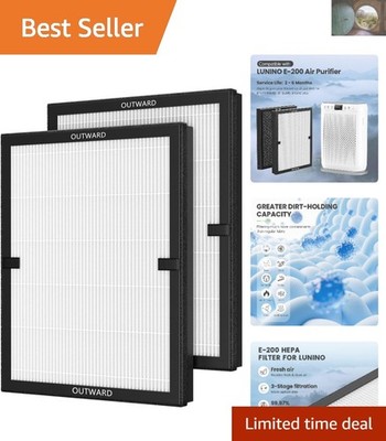 Efficient 2-Pack E-200 Replacement Filters for LUNINO Air Purifier, Pet Friendly