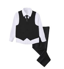 Boys 4 Pieces Suits Slim Fit Kids Outfits Vest Pants Sets Black Blue Formal D...