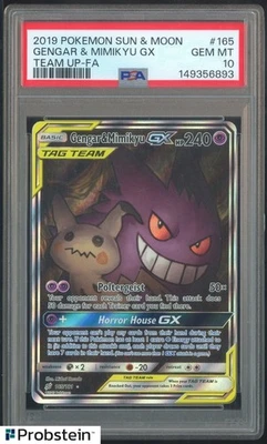 2019 Pokemon Sun & Moon Team Up Full Art 165 Gengar & Mimikyu GX PSA 10 GEM MINT