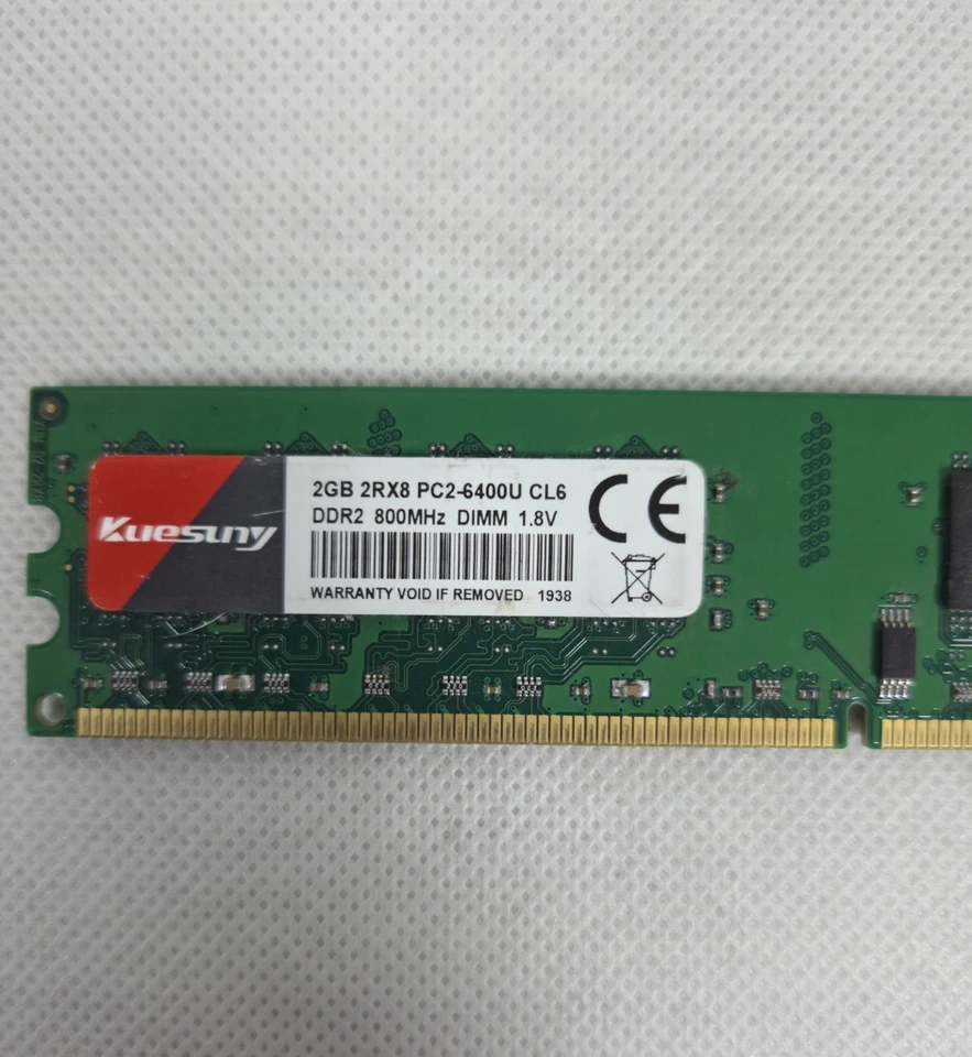 2GB Kuesuny DDR2 PC2-6400U 800MHz Desktop RAM 240-Pin CL6 1.8V Single Stick - Image 2 of 2