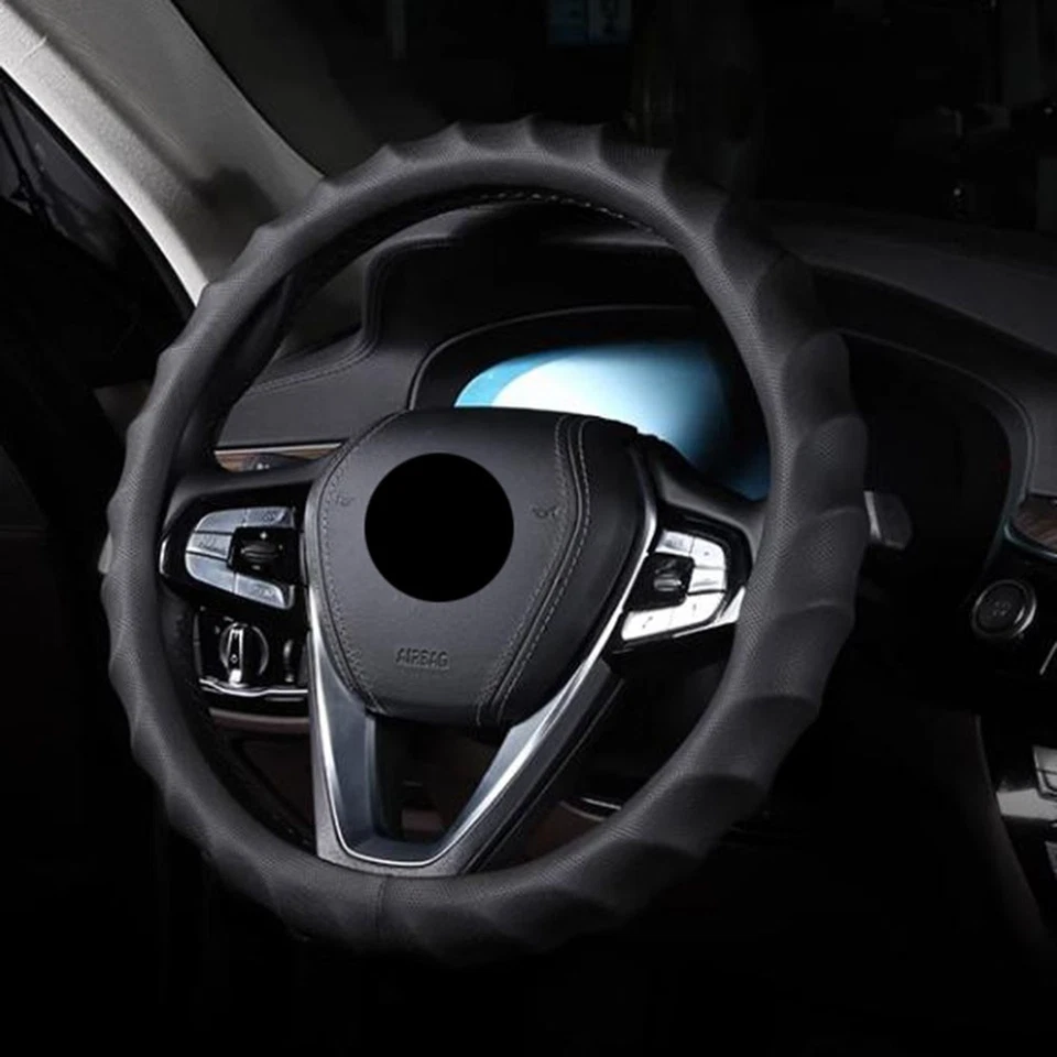 For Chevrolet 15" Car Steering Wheel Cover Leather Perforated Non-slip Protector - Image 3 of 4