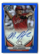 Nick Howard 2014 Bowman Draft Chrome Draft Pick Autograph Blue Refractor Reds