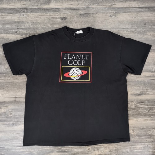 Camicia vintage Planet Golf uomo XXL punto singolo nera anni 90 RARA baggy streetwear