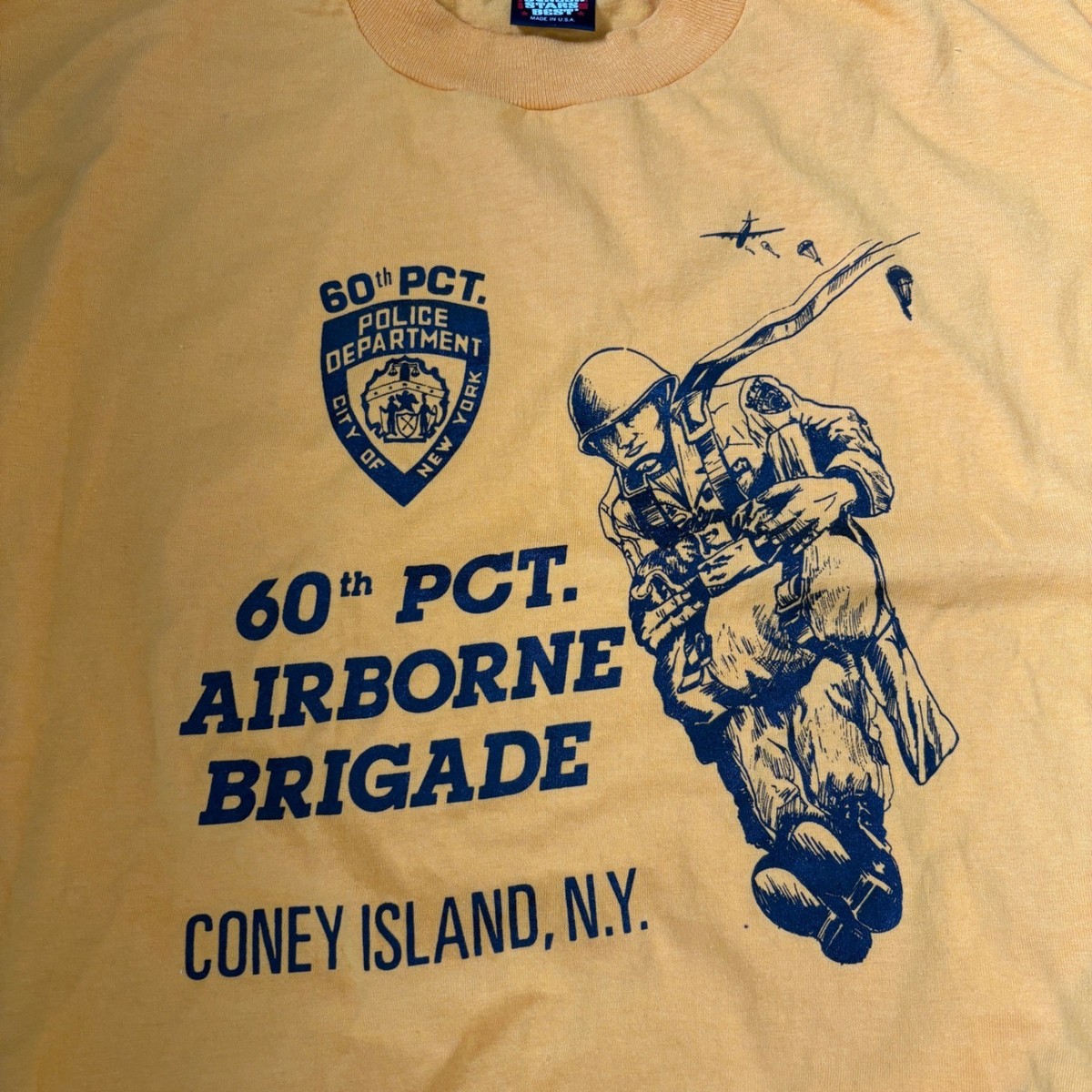 VTG NYPD 60th Precinct Airborne Brigade Coney Island Shirt Mens XL Made USA View 2