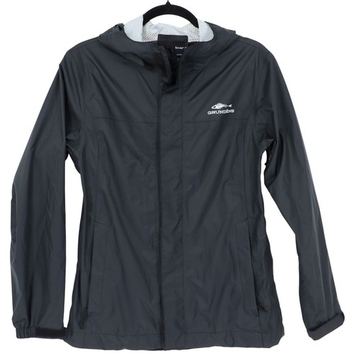 Grundens Weather Watch Rain Jacket Mens Size S Black Lightweight Full Zip Hooded