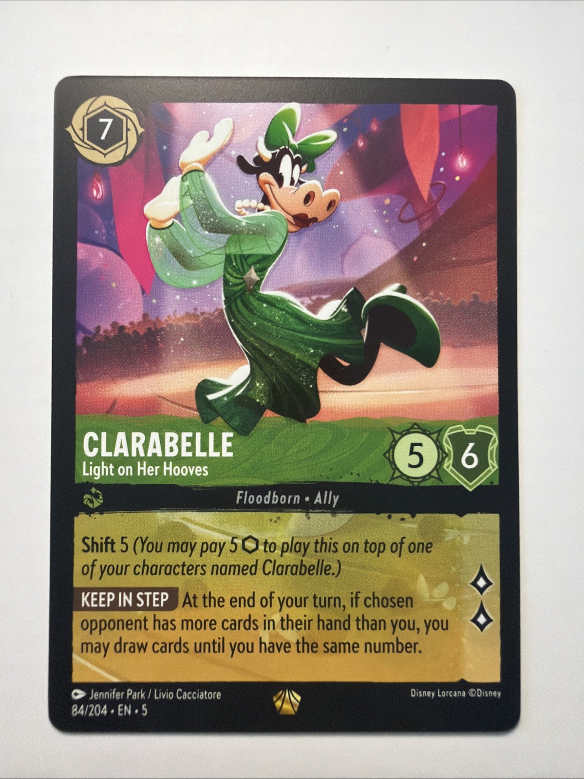 Disney Lorcana Clarabelle Light On Her Hooves Legendary 84/204 Shimmering Skies