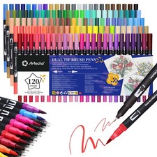 120 Colors Markers for Adult Coloring Books, Dual Tip Markers for School, Fin...