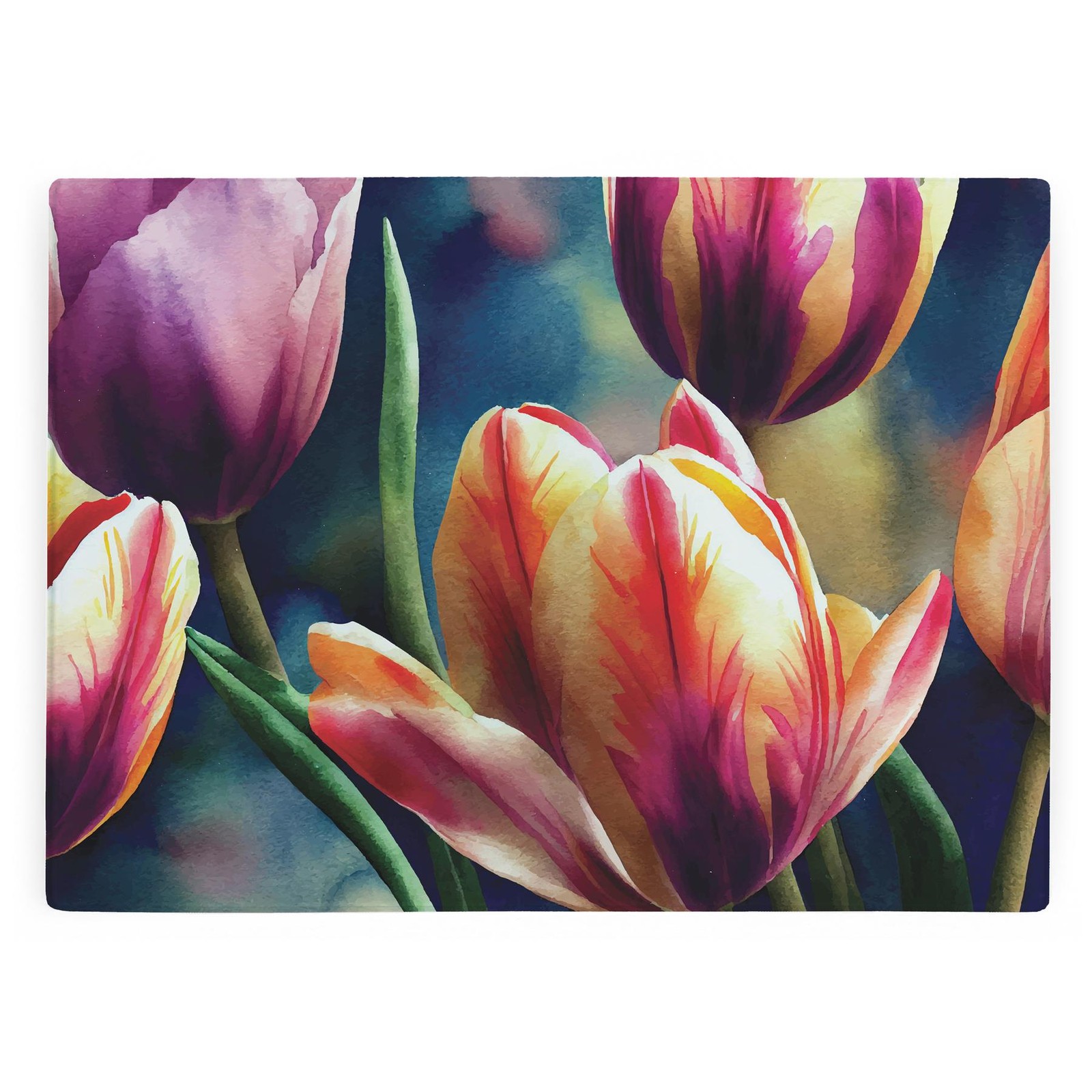 Tulips Glass Worktop Protector/Chopping Board - Garden Flowers Kitchen Gifts