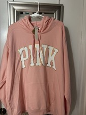 Victoria's Secret Pink Oversized Hooded Sweatshirt Baby Pink Gold Nwt Xxl
