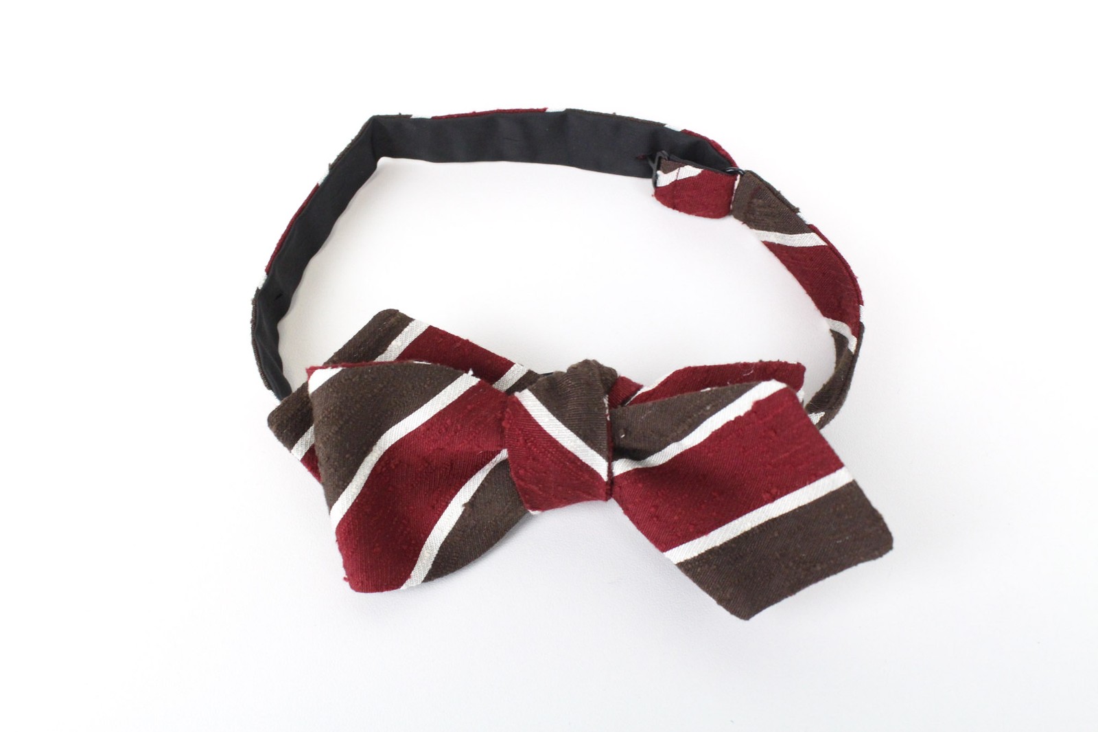 Suitsupply Hombre Pajarita ~43 Cm Roja Marrón Clásica De Seda Rayada Formal