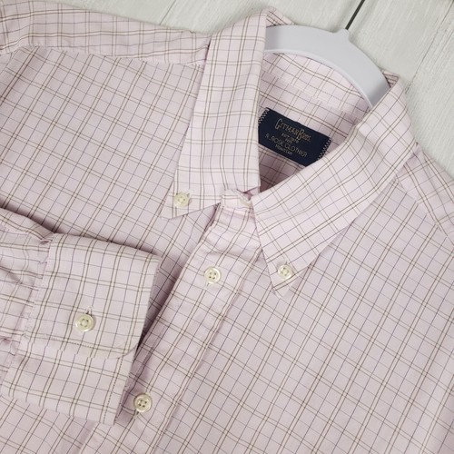 Camicia vintage Gitman Bros uomo 15,5 rosa cotone a quadri made in USA - Foto 1 di 9
