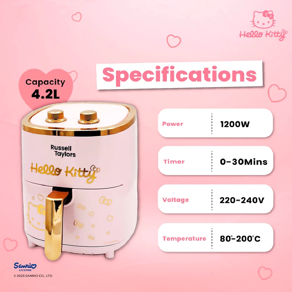 Hello Kitty 4.2L Air Fryer Official Collab Pink & Gold | Limited Edition - Image 4 of 4